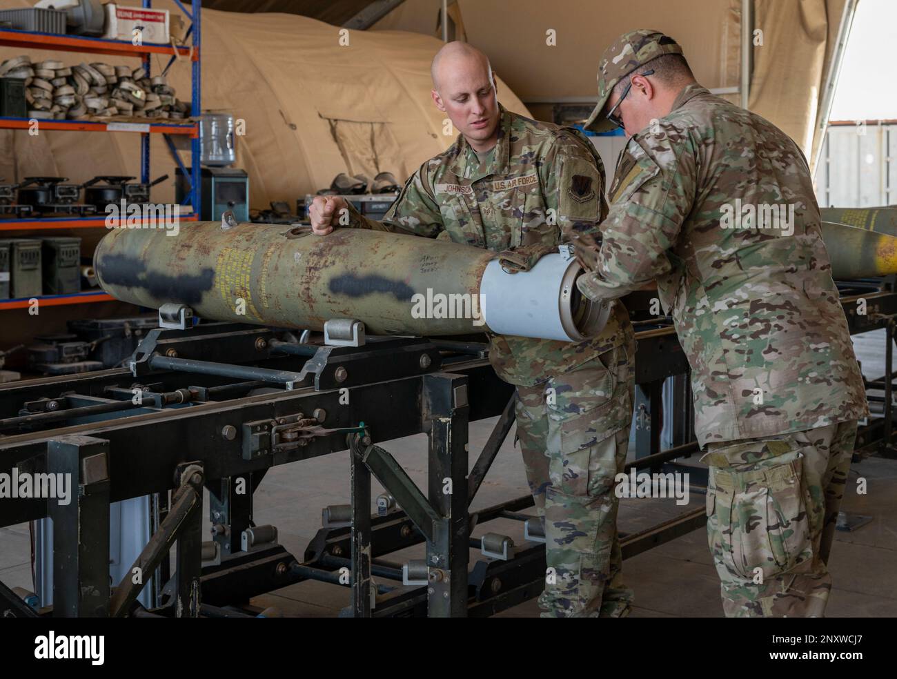 U.S. Air Force Staff Sgt. Robert Loerke, right, and Staff Sgt. Corey ...