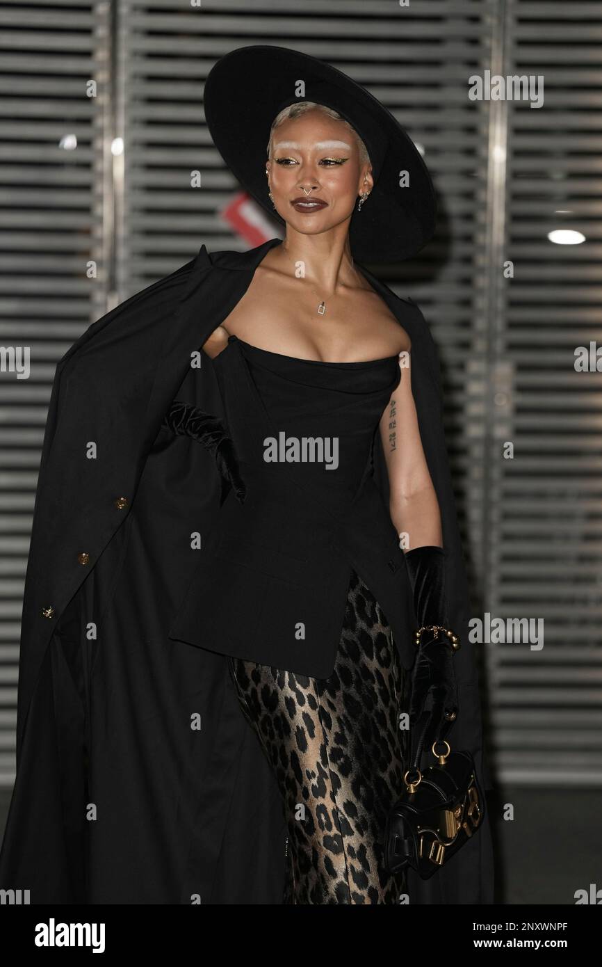 Tatiana Gabrielle poses for photographers upon arrival at the Balmain