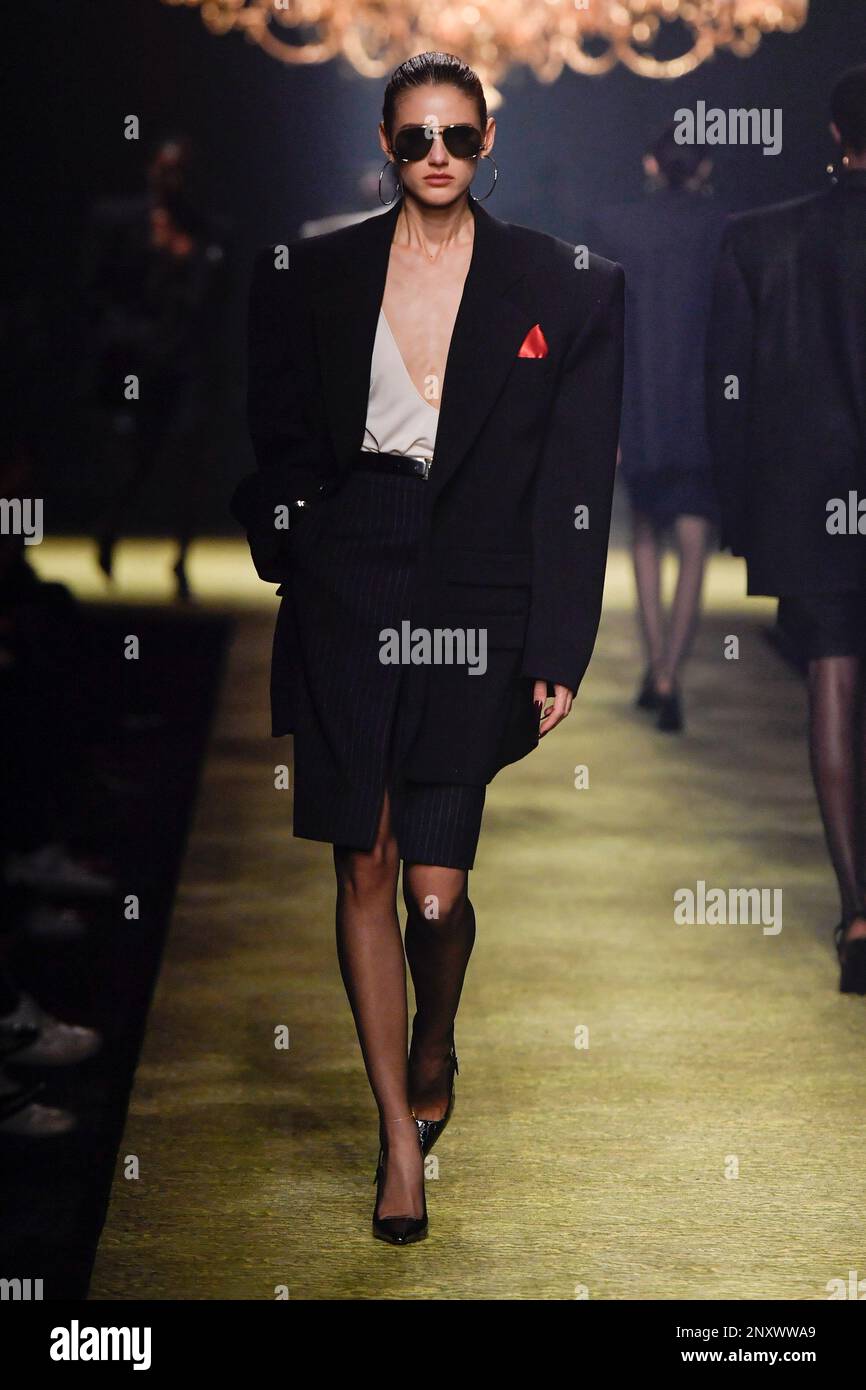 Paris, France. 28th Feb, 2023. Models on the runway at the Yves Saint