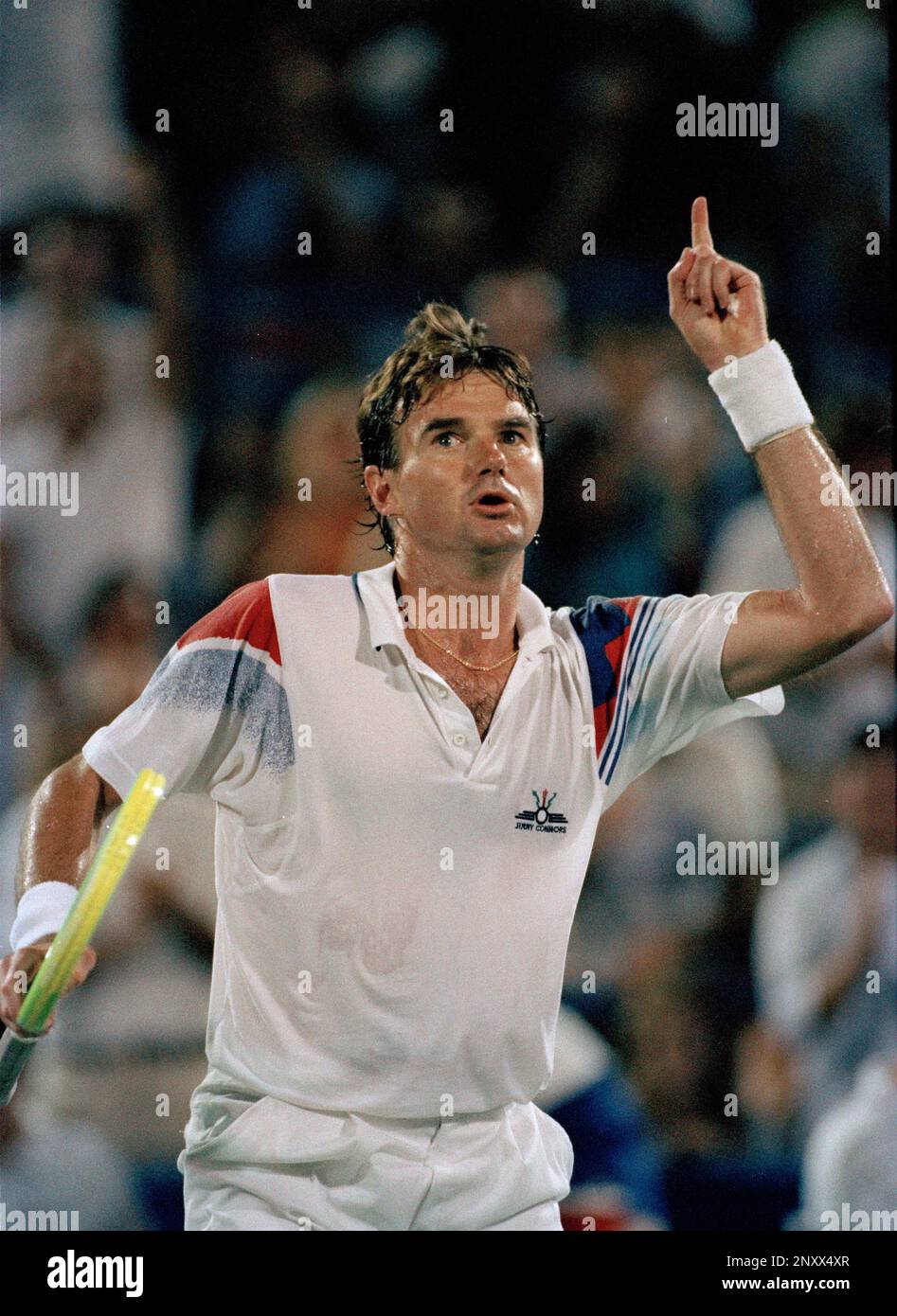Jimmy Connors in action in the U.S. Open in New York, October