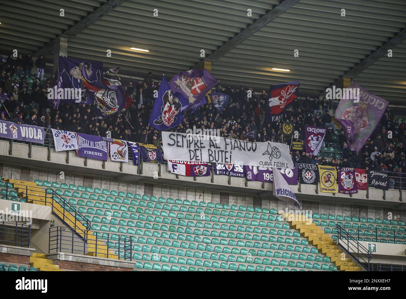 Fans of Fiorentina during the italian soccer Serie A match ACF Fiorentina  vs Hellas Verona FC on March 06, 2022 at the Artemio Franchi stadium in  Florence, Italy (Photo by Valentina Giannettoni/LiveMedia/Sipa