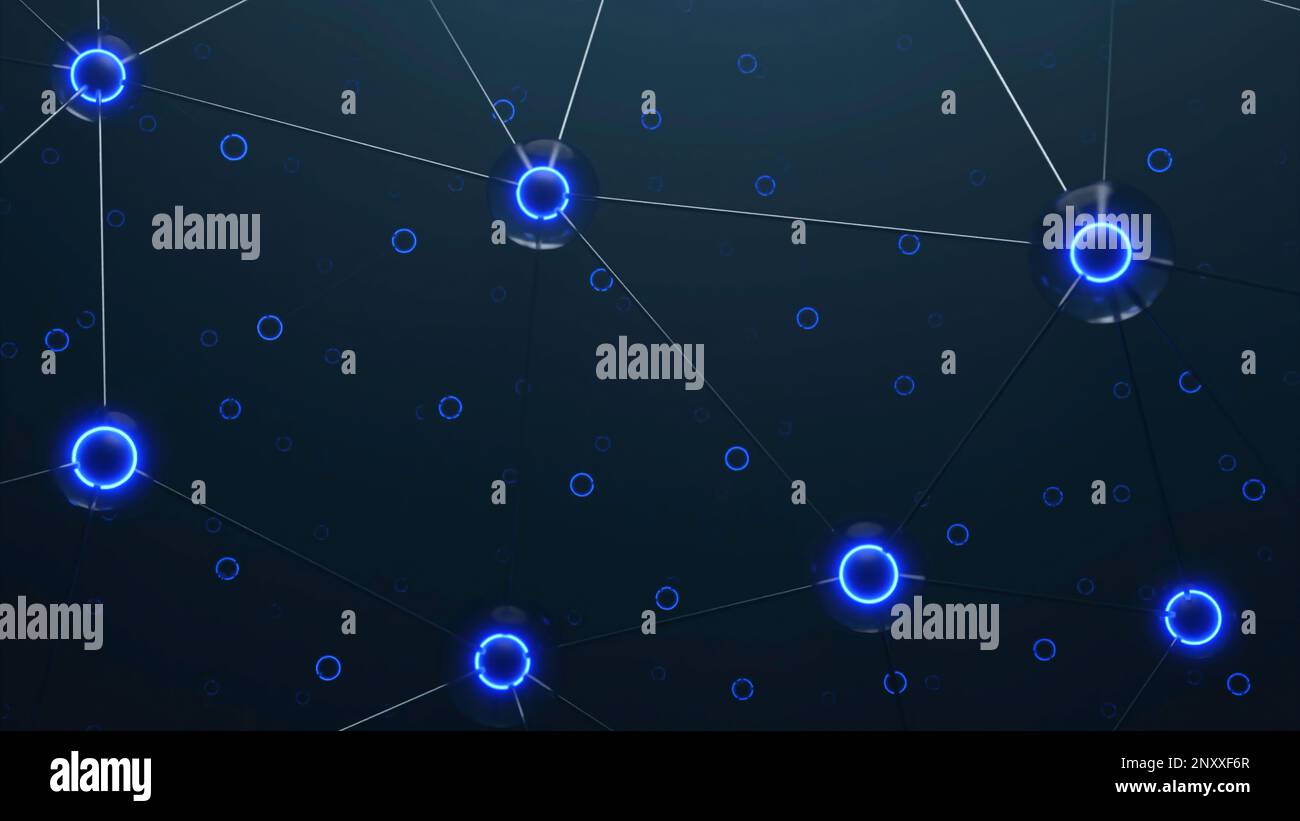 Digital animation of network of digital icons. Design. Concept of IT technologies and artificial intelligence Stock Photo