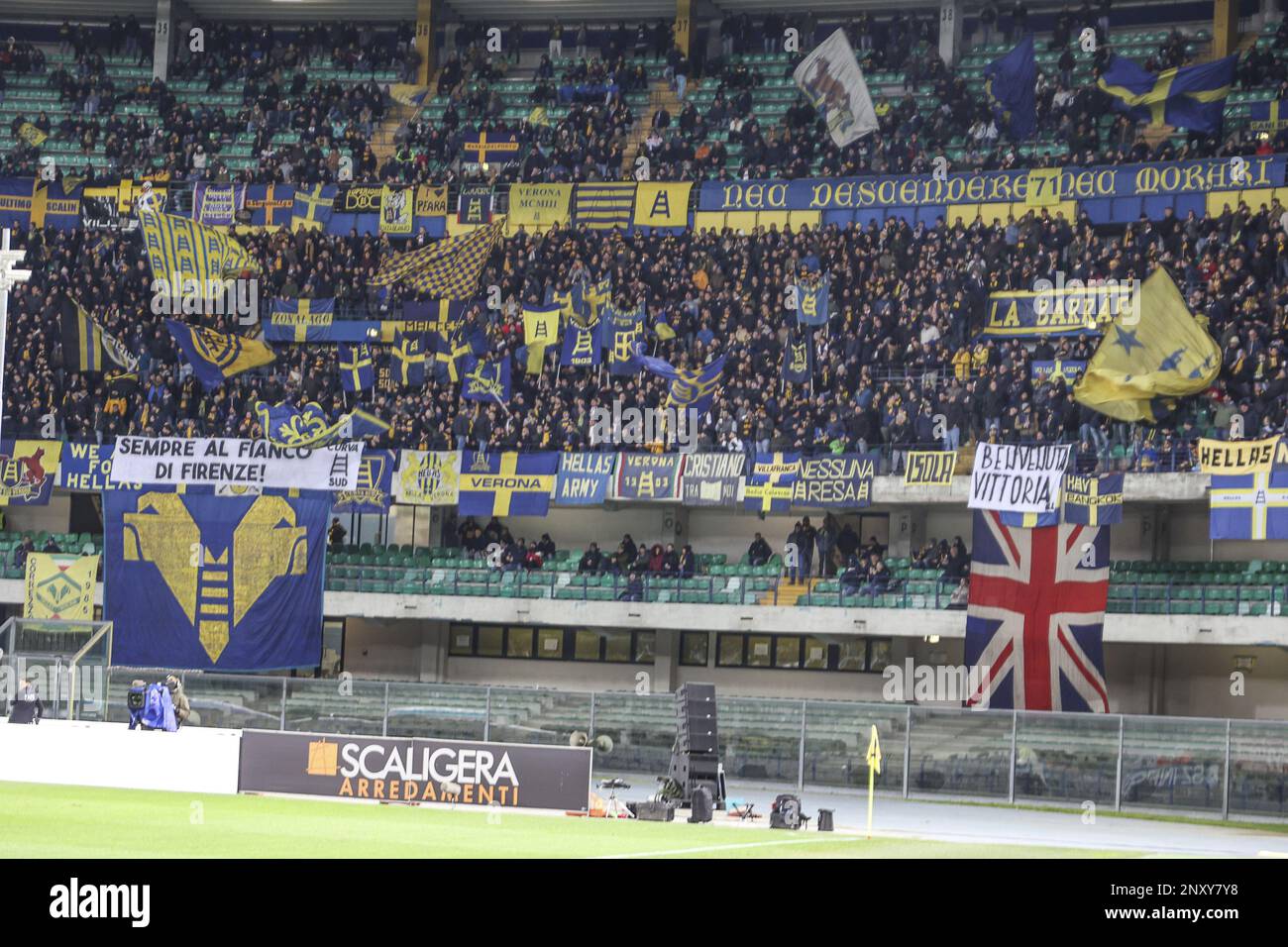 Hellas Verona fans show their support during Hellas Verona vs ACF  Fiorentina, 24Â° Serie A Tim 2022-23 game at Marcantonio Bentegodi Stadium  in Verona, Italy, on January 27, 2023 Stock Photo - Alamy