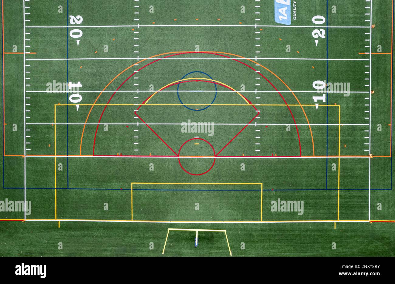 Aerial view of high school football field Stock Photo Alamy