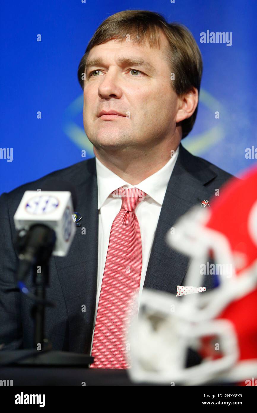 head coach Kirby Smart speaks with the media at the Mercedes