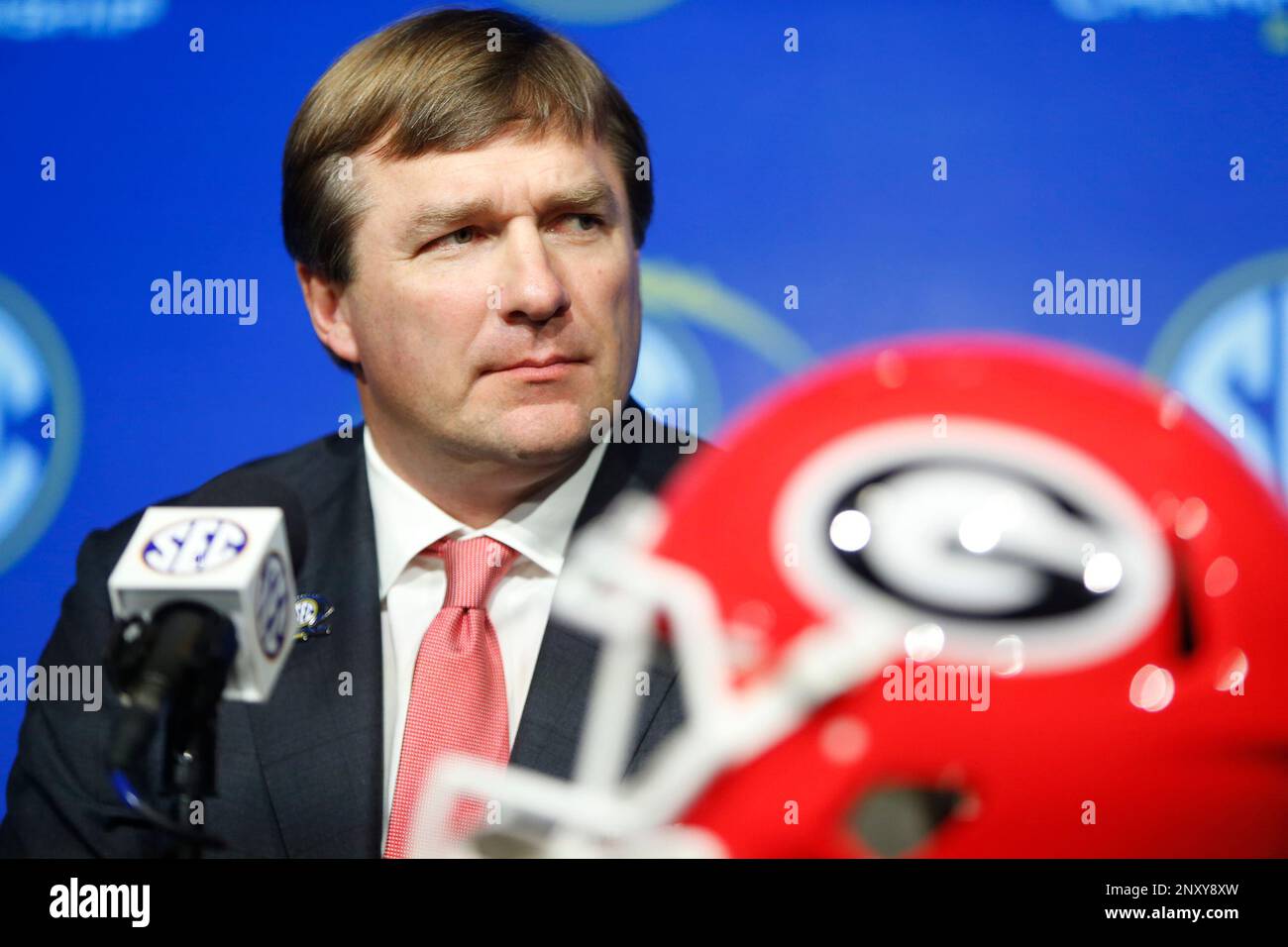 head coach Kirby Smart speaks with the media at the Mercedes