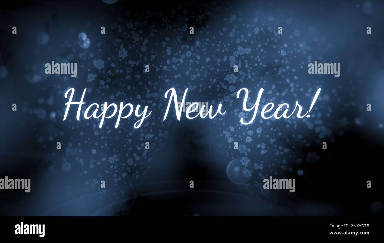 New Year's animation with inscription and Christmas trees. Motion ...