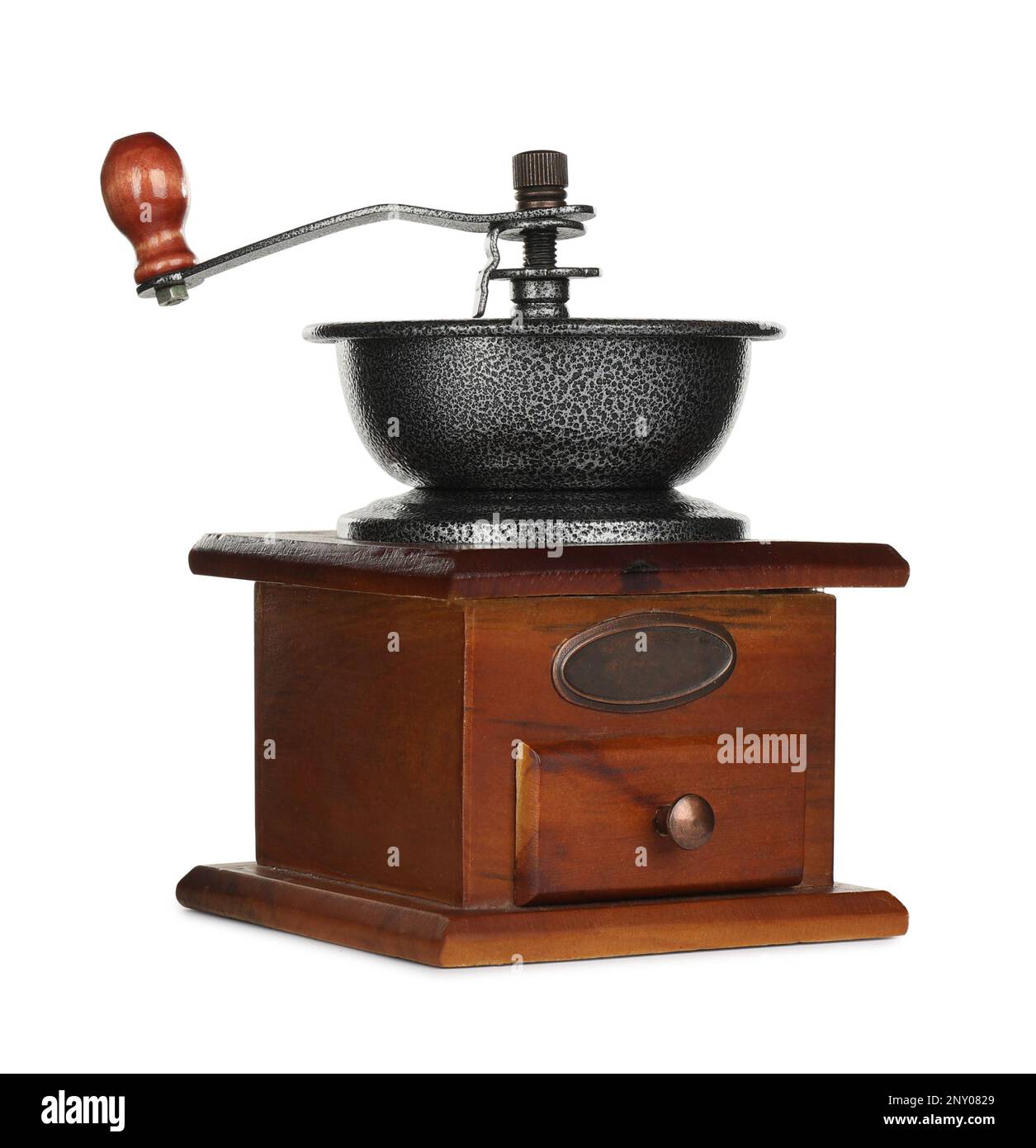 Vintage manual coffee grinder isolated on white Stock Photo Alamy