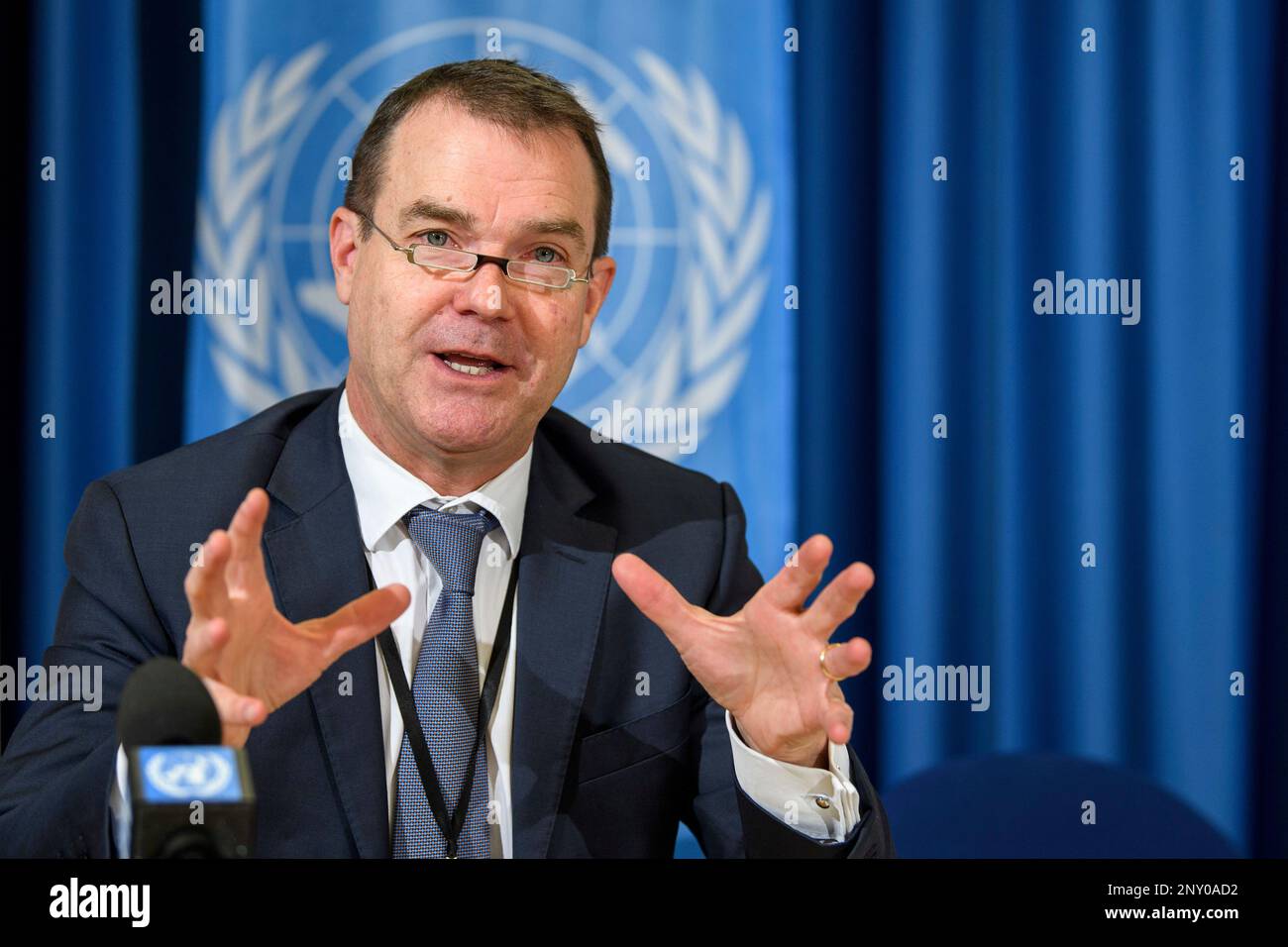 John Scanlon, Secretary General of CITES, speaks during a press