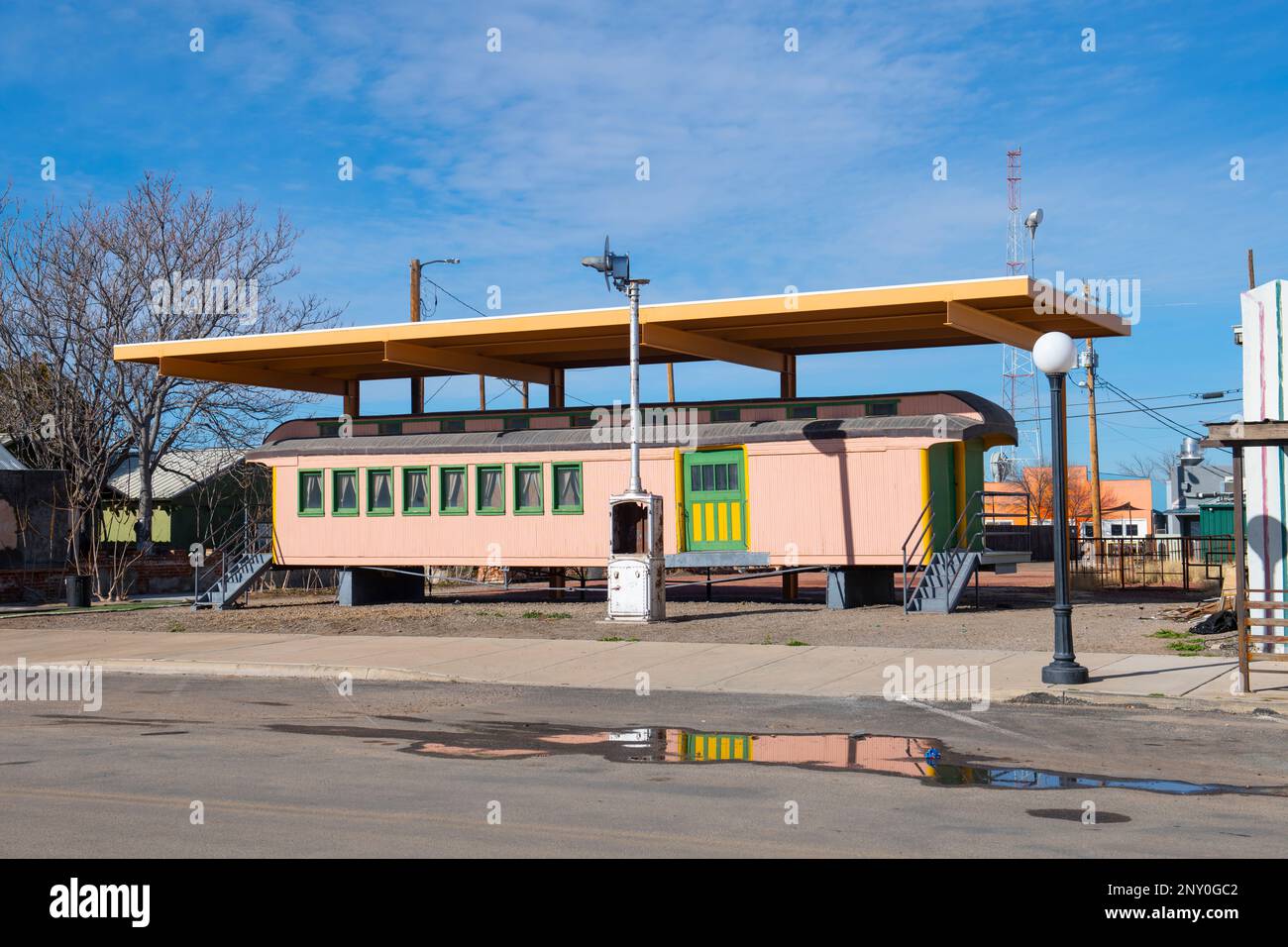 Historic train dinning car at 120 S Railroad Avenue in historic city