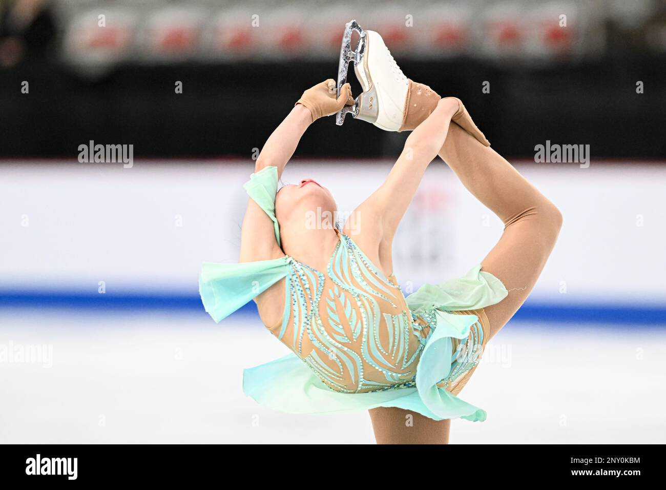 Xiangyi AN (CHN), during Junior Women Short Program, at the ISU World Junior Figure Skating