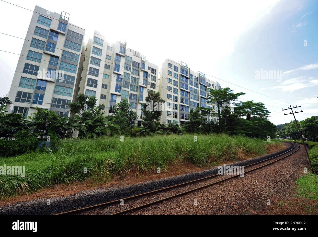 View of A railway track running within spitting distance of condominium ...