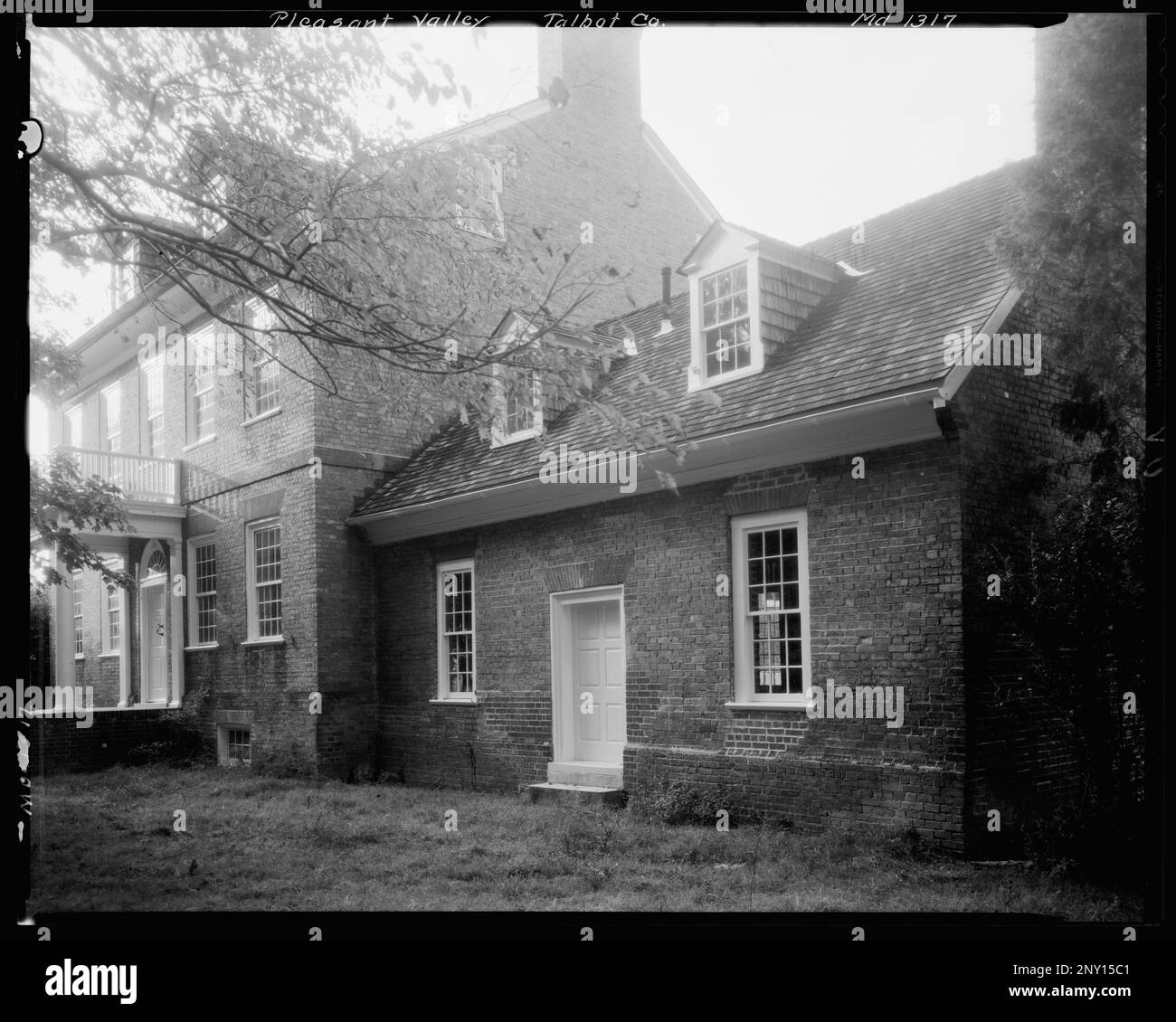 Pleasant Valley, Easton, Talbot County, Maryland. Carnegie Survey of the Architecture of the South. United States, Maryland, Talbot County, Easton,  Brickwork,  Dormers,  Houses. Stock Photo