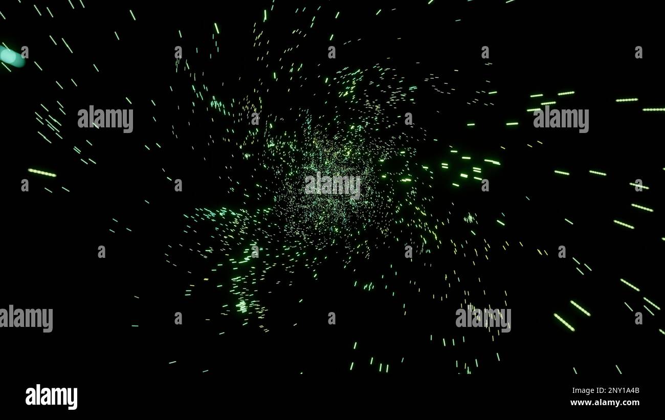 Dark background.  flying particles in cartoon animation that  create space revolving around. High quality 4k footage Stock Photo - Alamy