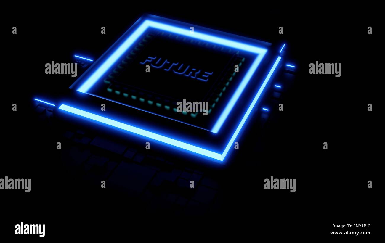 Blue and pink backlit square. Design.Dark background with a square on ...
