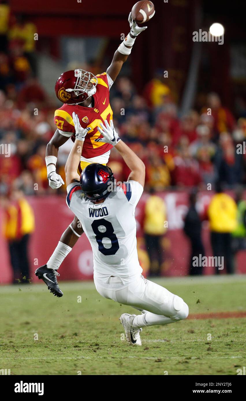November 04, 2017 USC Trojans cornerback Ajene Harris 27 tips the ball
