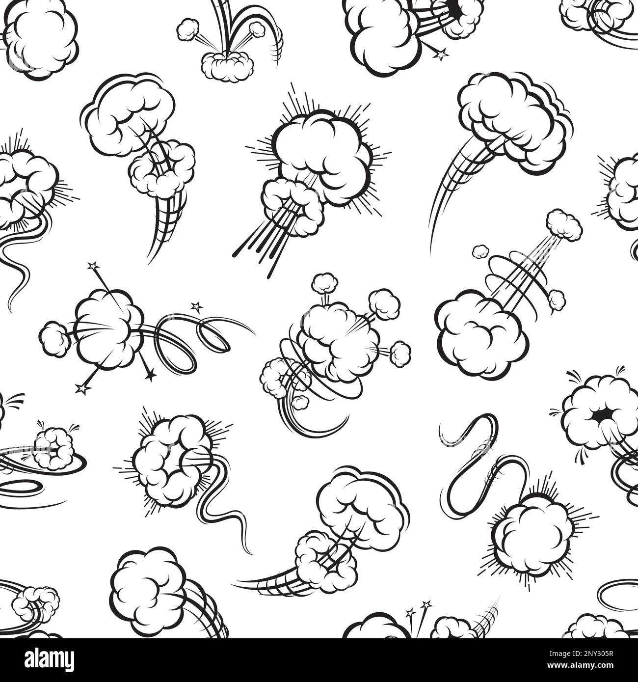 Speed motion comic trails and bubbles seamless pattern. Wallpaper or