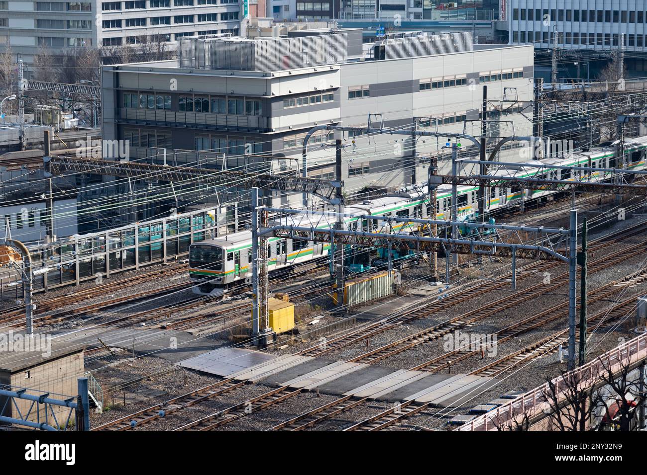Tokyo, Japan. 6th Feb, 2023. A JR East local metro train arrives to