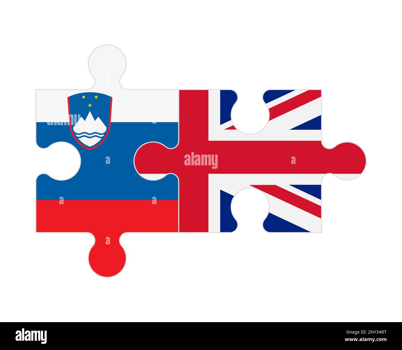 Connected puzzle of flags of Slovenia and United Kingdom, vector Stock Vector