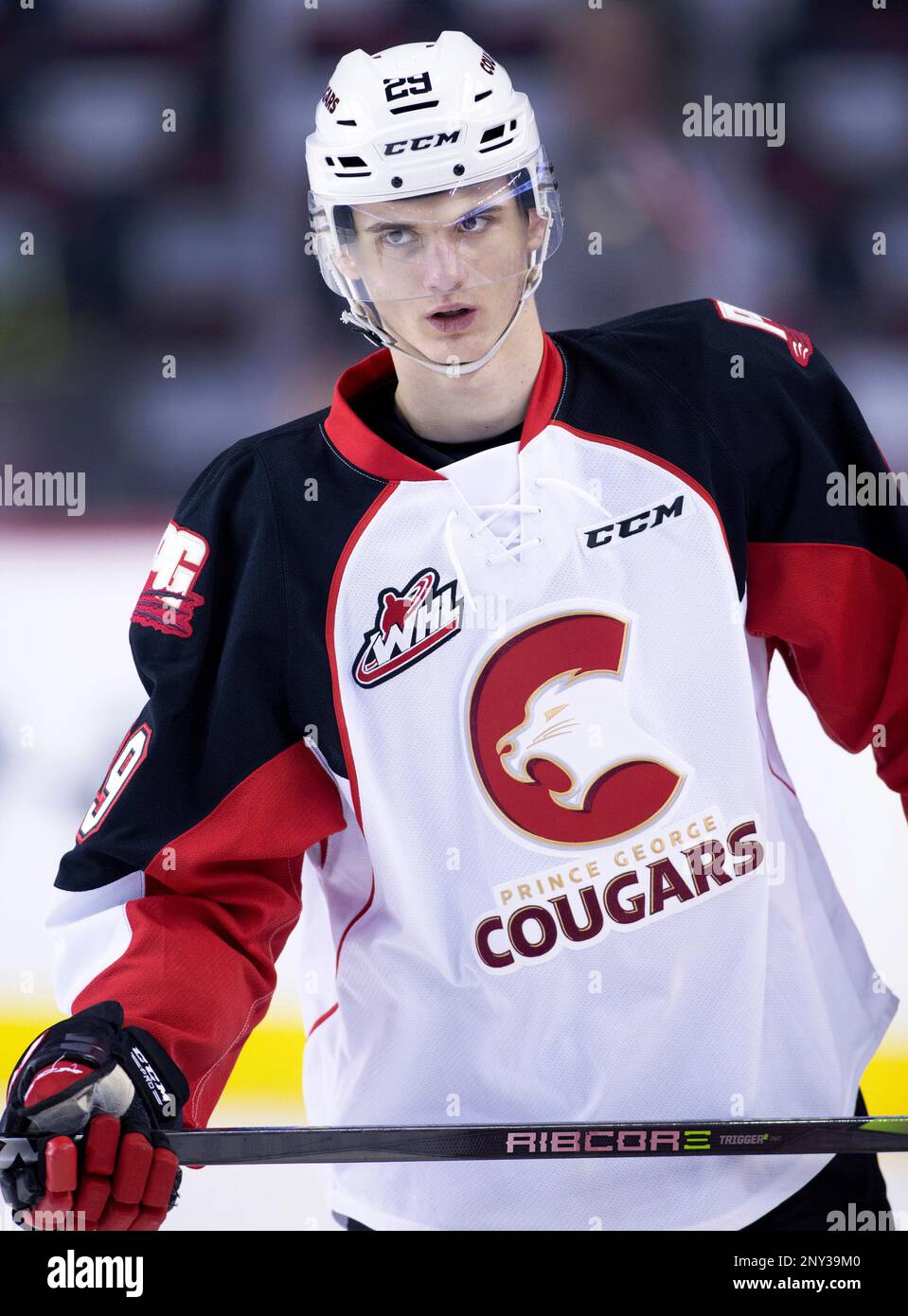 WHL (Western Hockey League) player profile photo on Prince George Cougars player Vladislav Mikhalchuk, from Belarus, at a game against the Calgary Hitmen in Calgary, Alta. on Oct