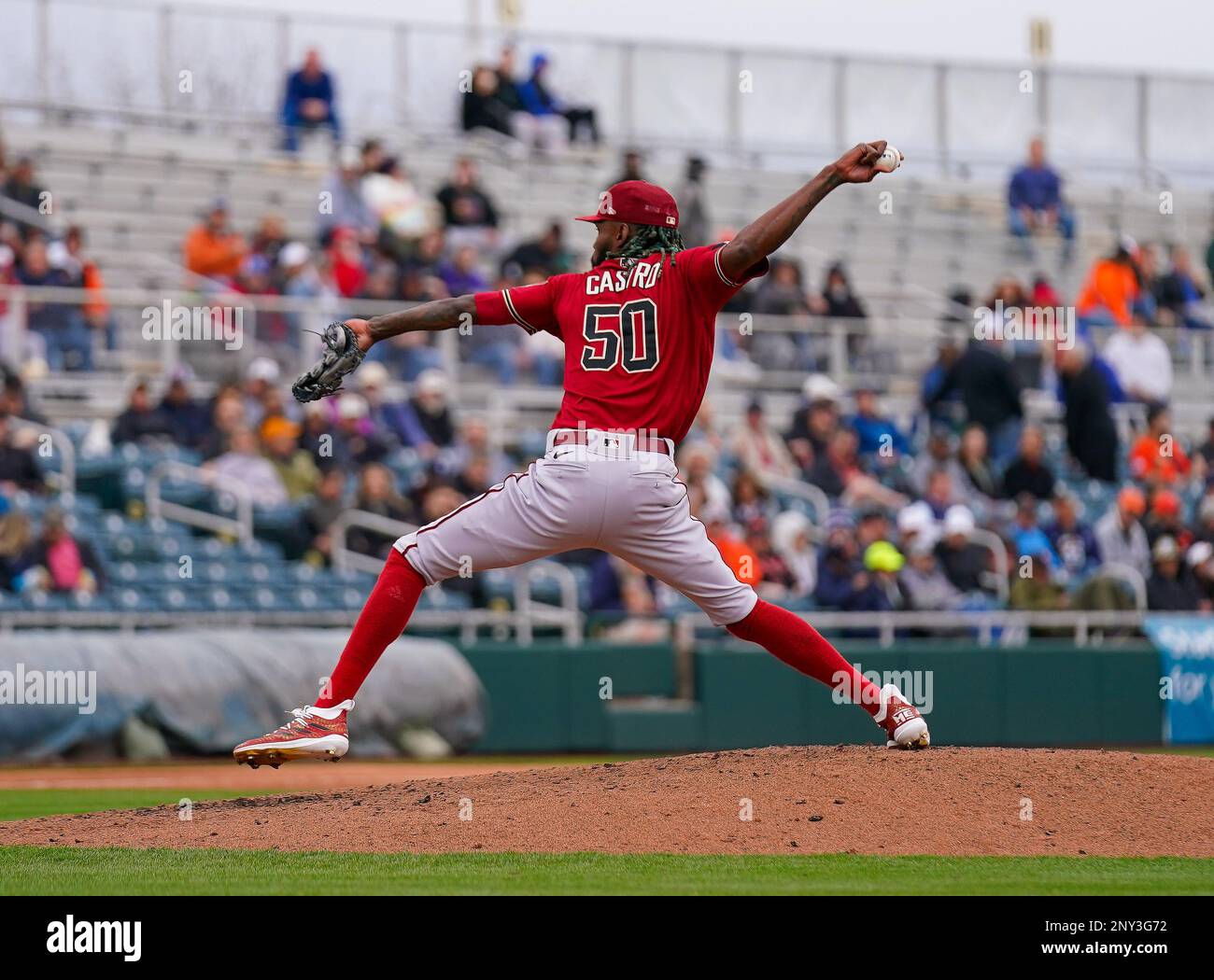 This is a 2023 photo of Arizona Diamondbacks relief pitcher Miguel Castro.  This image reflects the Arizona Diamondbacks' active roster as of  Wednesday, Feb. 22, 2023, when this image was taken in