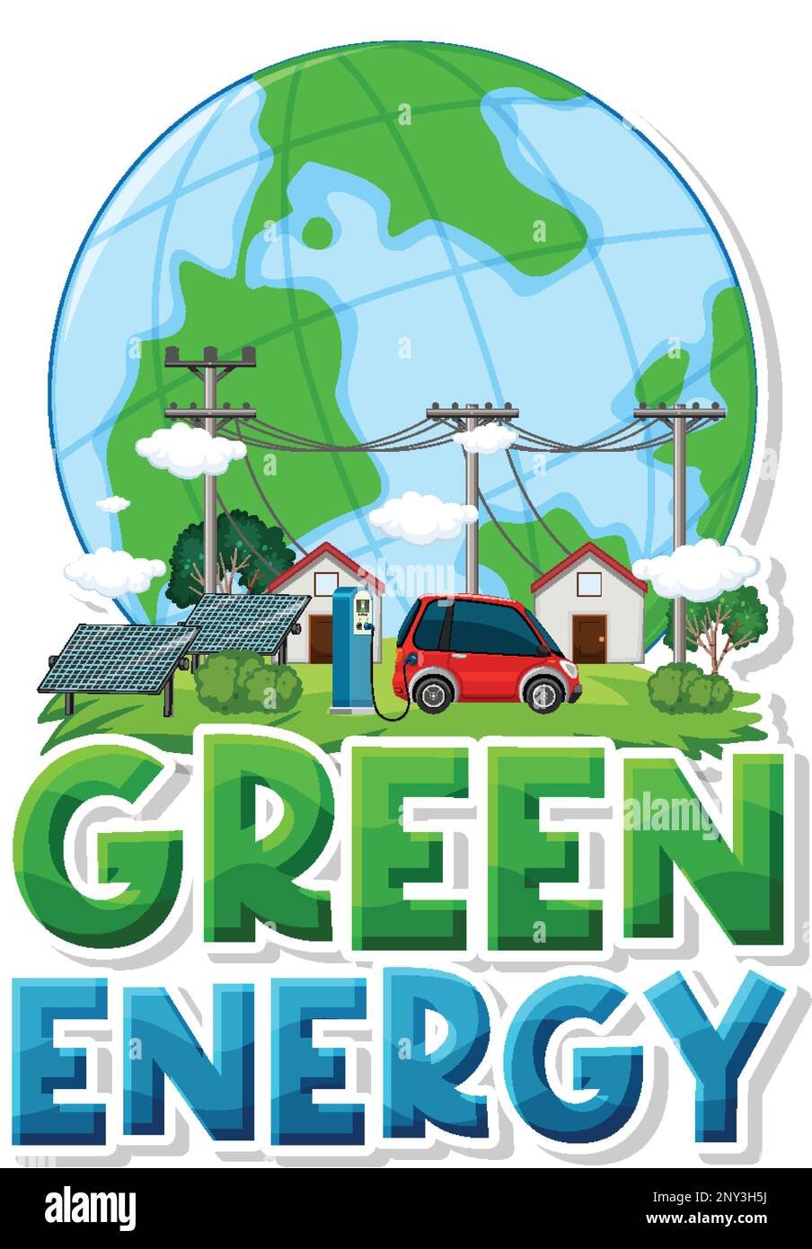 Green energy text banner design illustration Stock Vector Image & Art ...