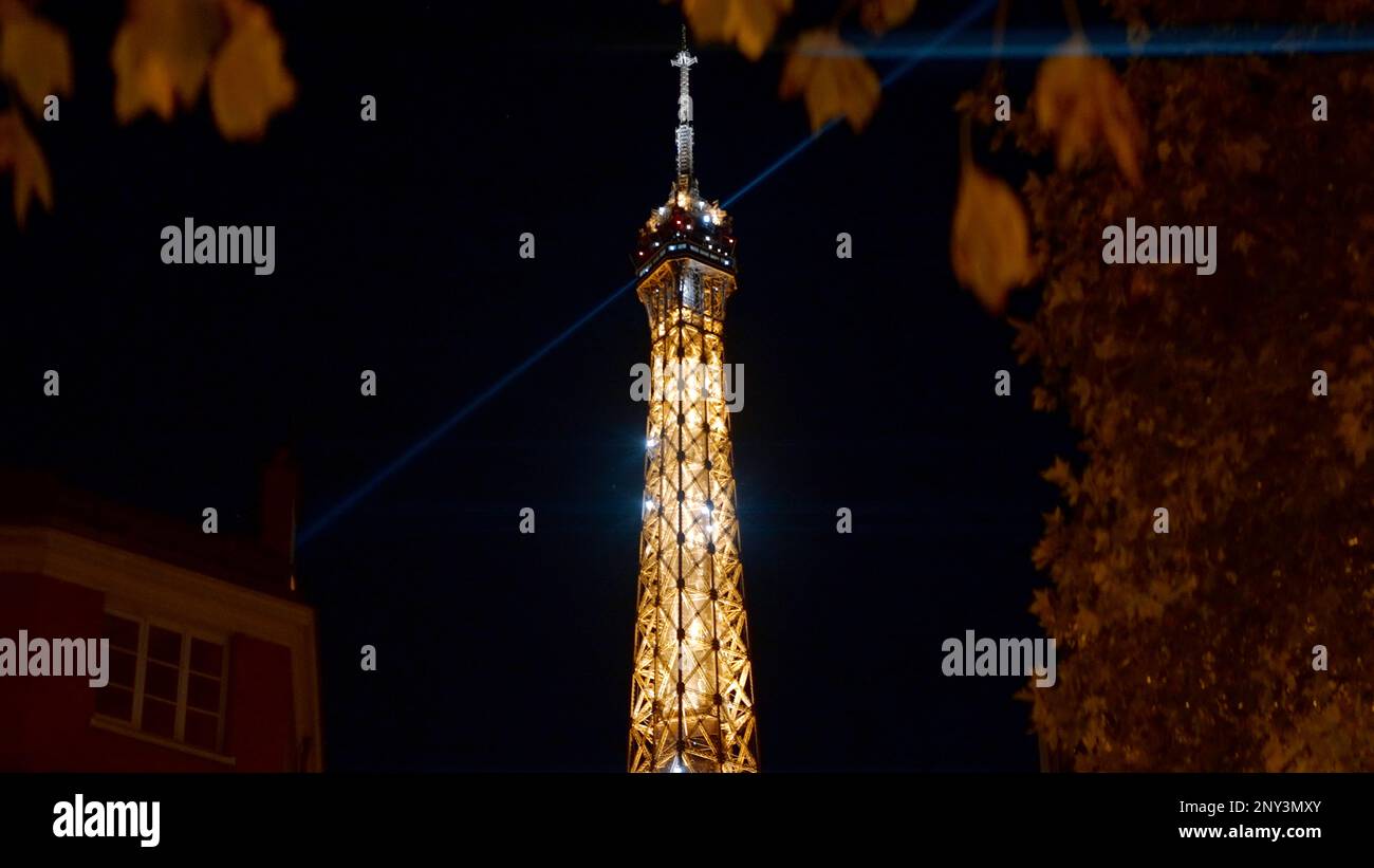 France, Paris September 10, 2022 Flashing Eiffel Tower. Action