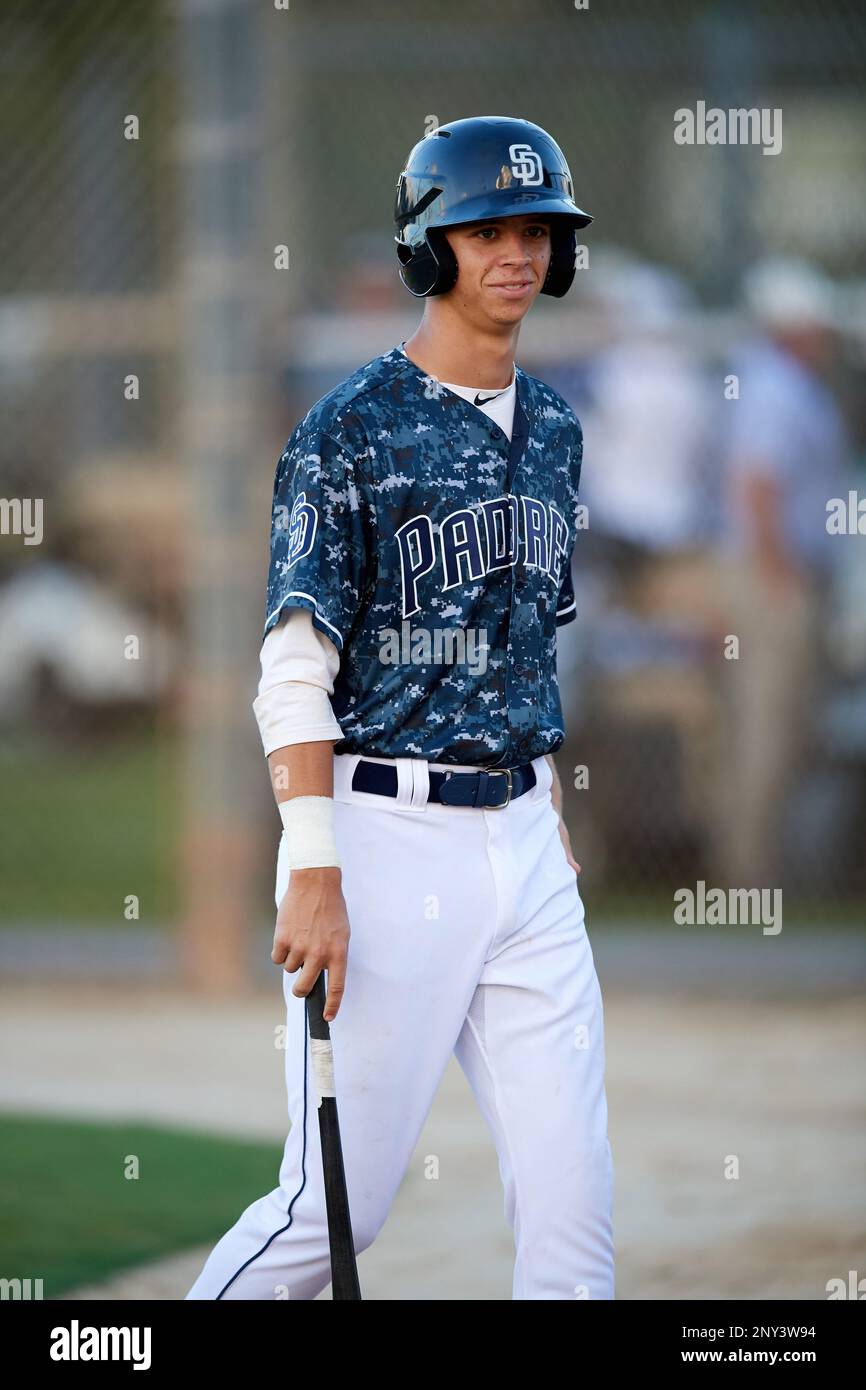Connor Scott (24) while playing for Padres Scout Team/Scorpions based out  of Altamonte Springs, Florida during the WWBA World Championship at the  Roger Dean Complex on October 21, 2017 in Jupiter, Florida.