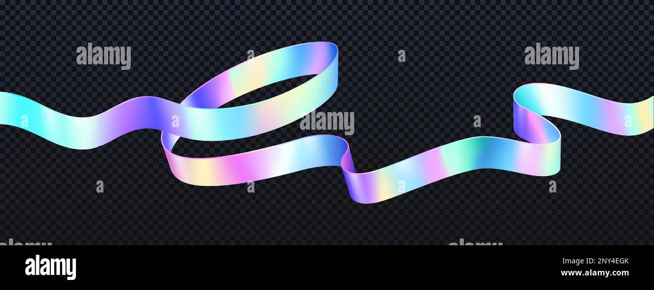 Holographic ribbon swirl wave line isolated vector on transparent  background. Iridescent neon foil hologram shape with gradient. Dynamic  pink, blue and purple pastel trendy splash curve Stock Vector Image & Art 