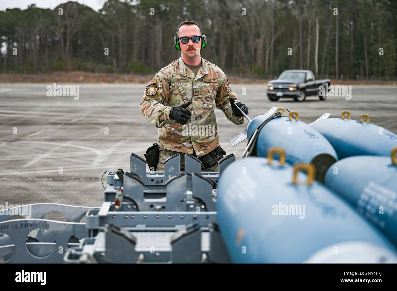 A U.S. Air Force weapons specialist from the 175th Maintenance Group ...