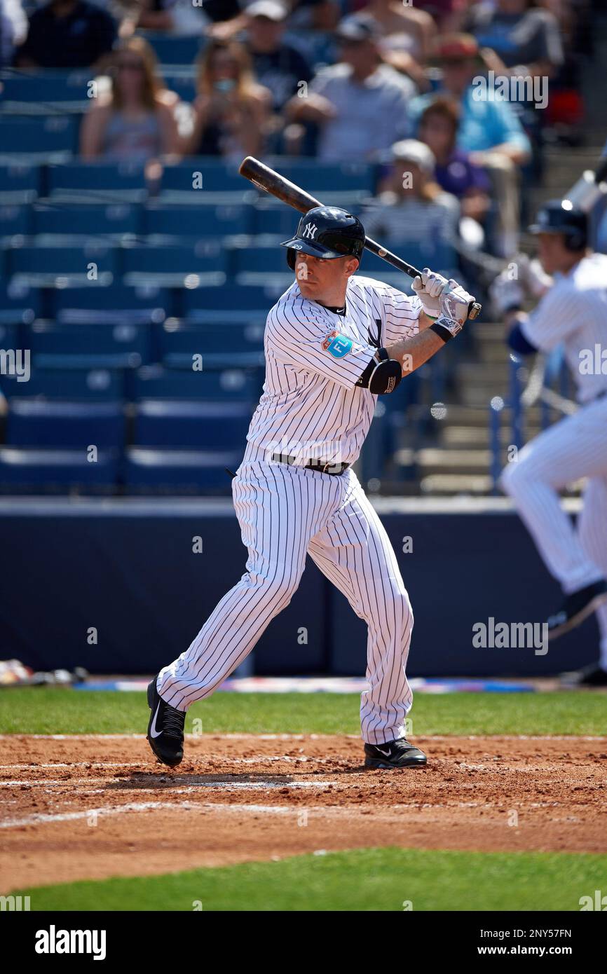 New York Yankees designated hitter Dustin Ackley (29) at bat during a  Spring Training game against the Detroit Tigers on March 2, 2016 at George  M. Steinbrenner Field in Tampa, Florida. New