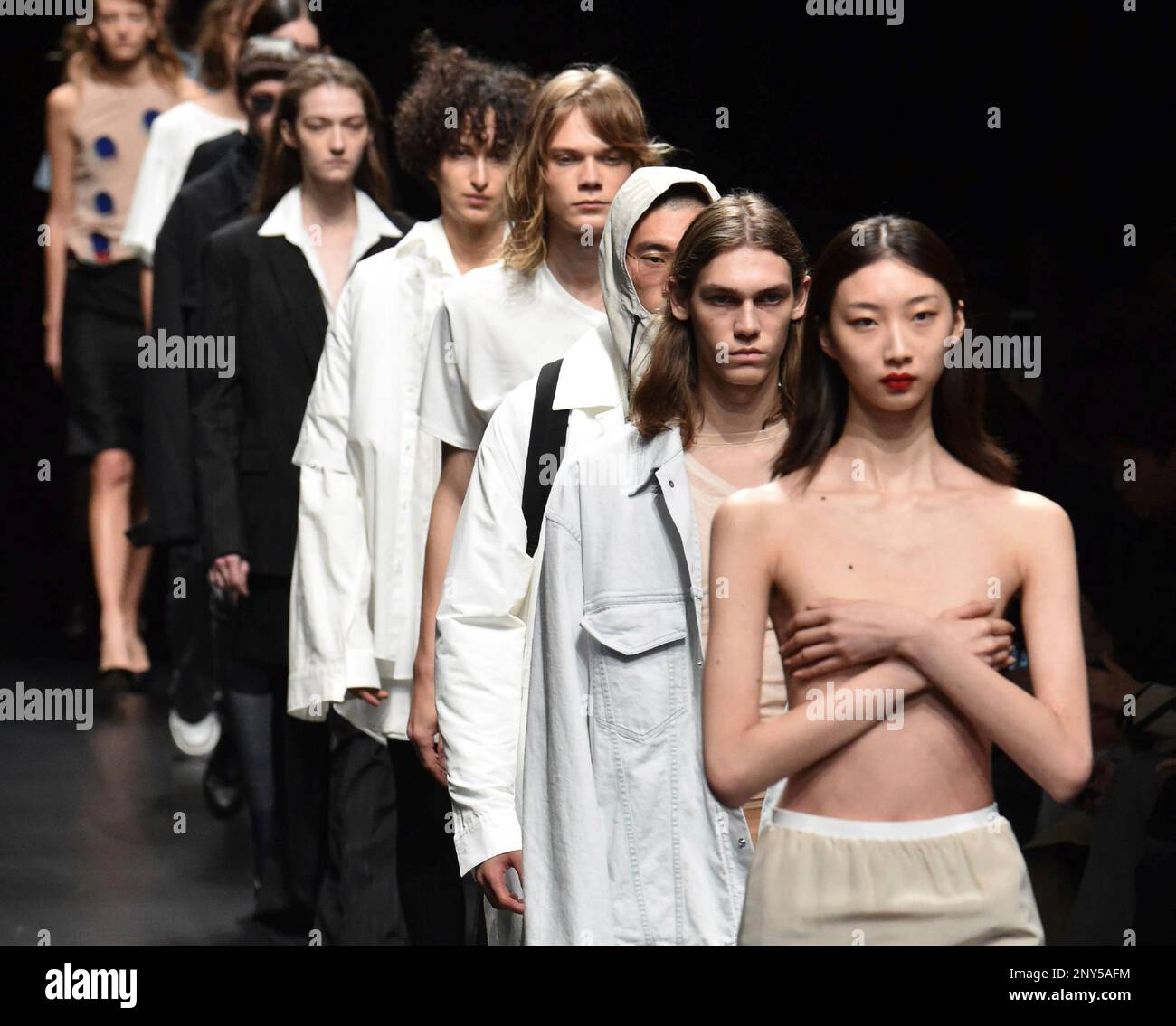 Models perform creations of DRESSEDUNDRESSED for Spring-Summer collection  during Amazon Fashion Week TOKYO in Tokyo on Oct. 16, 2017. ( The Yomiuri  Shimbun via AP Images Stock Photo - Alamy