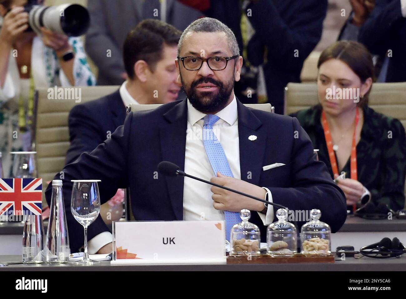 British Foreign Secretary James Cleverly attends the G20 foreign
