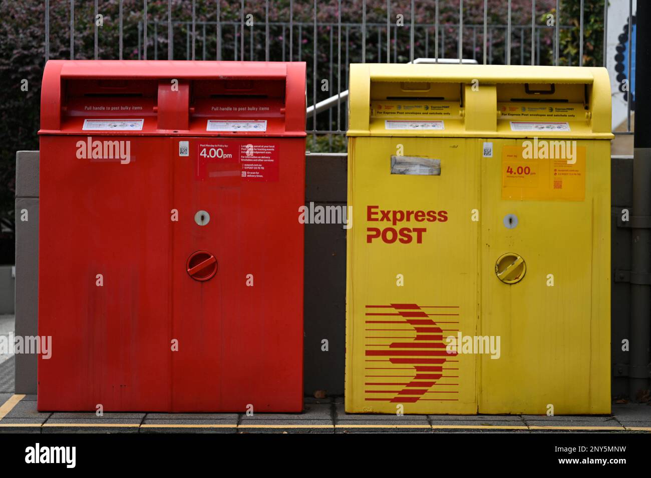 Australia Post standard mail and Express Post letter boxes at Australia