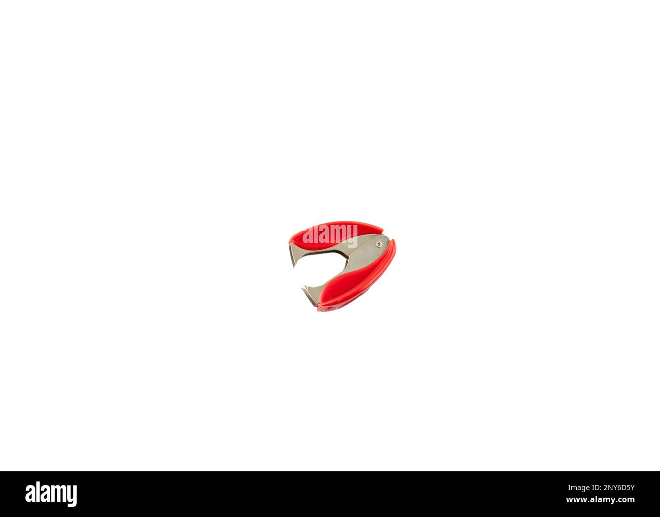 Red Staple Remover on White Background Stock Photo