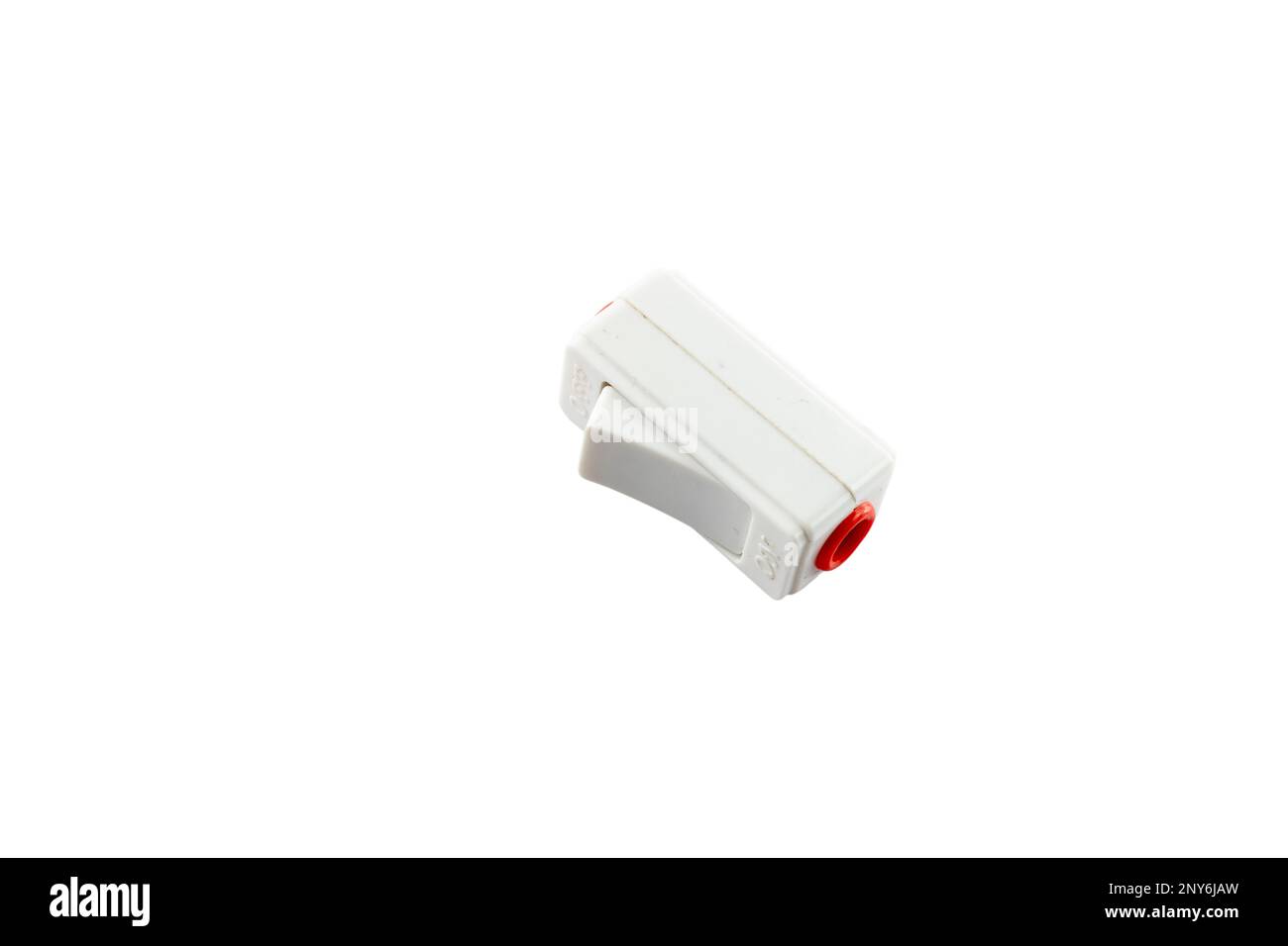 White switch On Off button isolated on white background Stock Photo