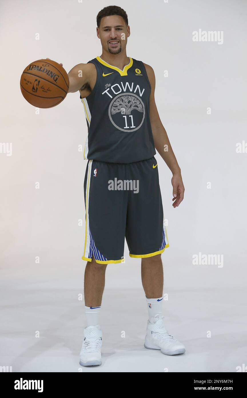 OAKLAND, CA - SEPTEMBER 22: Klay Thompson appears at the Golden State  Warriors media day September 22, 2017 at the Rakuten Performance Center in  Oakland, CA. (Photo by Daniel Gluskoter/Icon Sportswire) (Icon