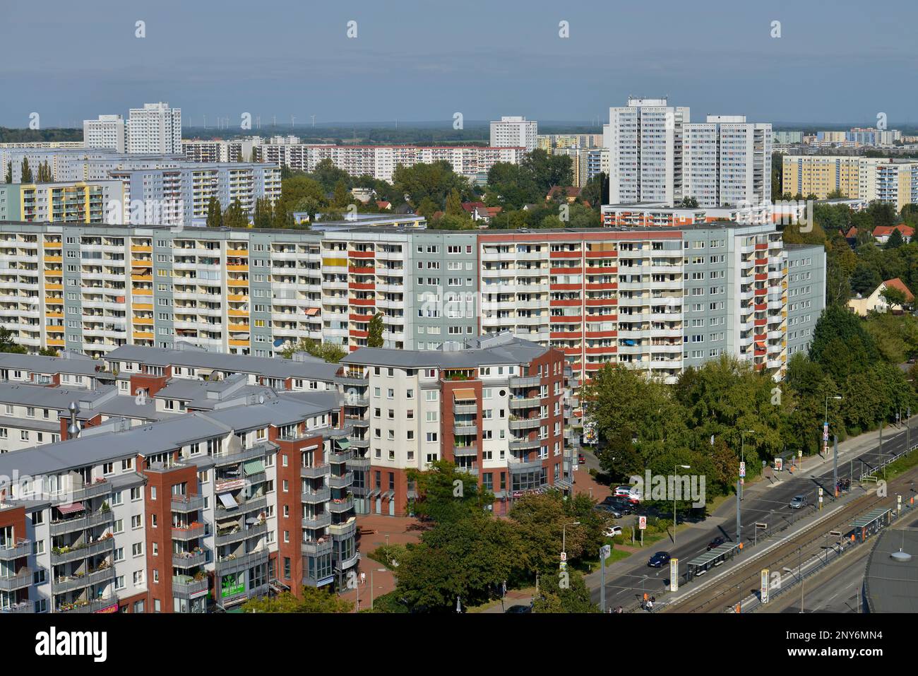 Residential buildings, Allee der Kosmonauten, Marzahn, Berlin, Germany Stock Photo