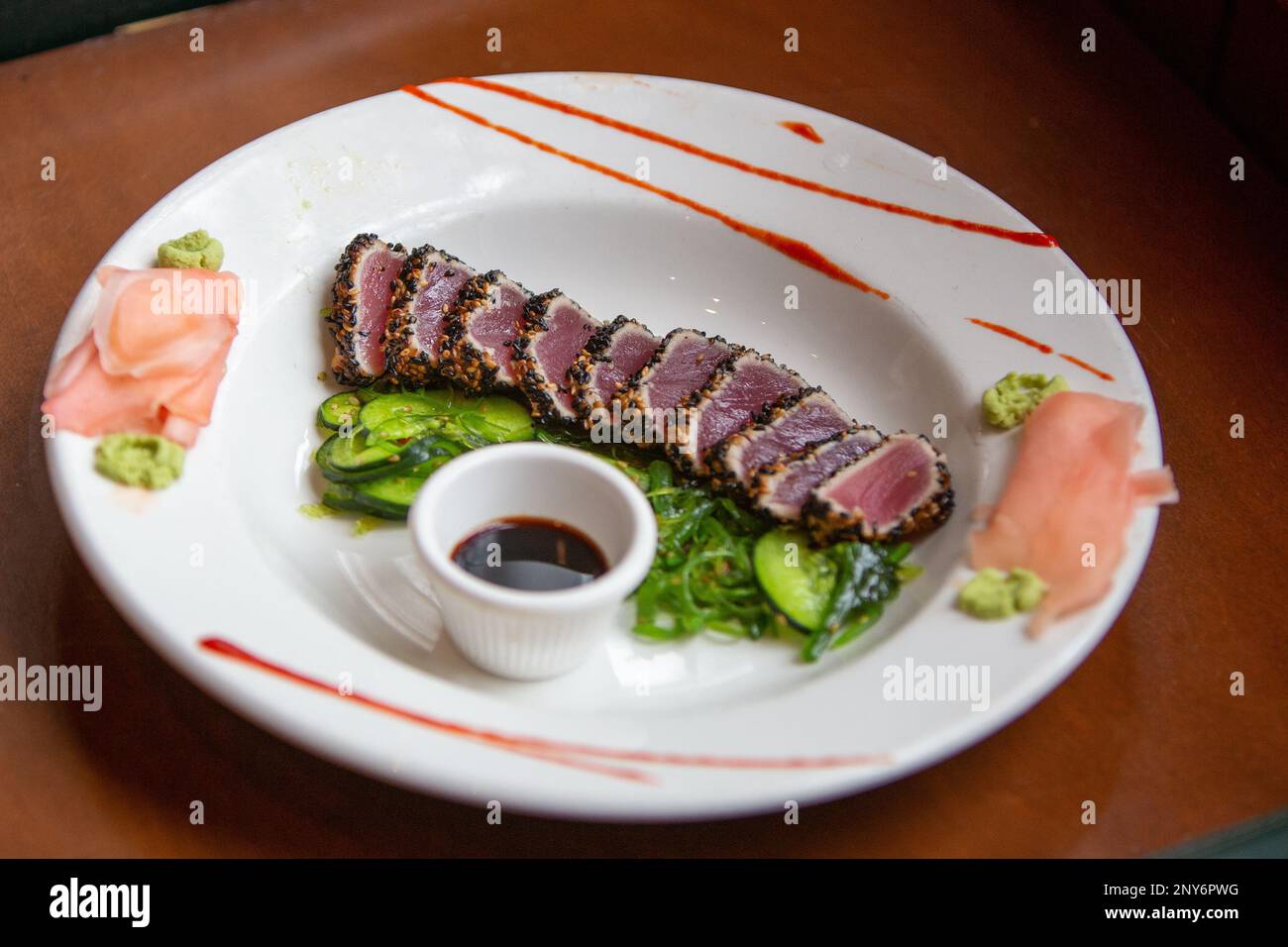 Black and White Sesame crusted ahi tuna Stock Photo Alamy