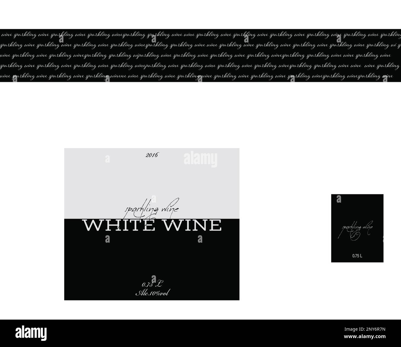 Beautiful wine bottle label, illustration. Mockup for design Stock Photo