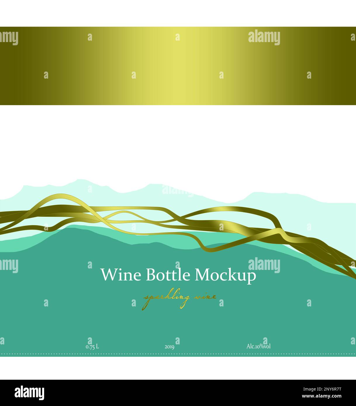 Beautiful wine bottle label, illustration. Mockup for design Stock
