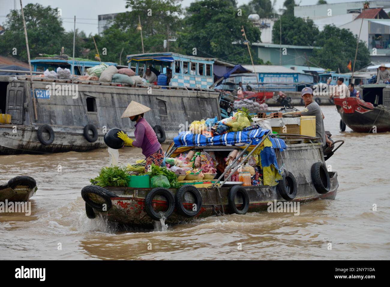 Cai Rang Floating Market, Song Can Tho, Can Tho, Vietnam Stock Photo