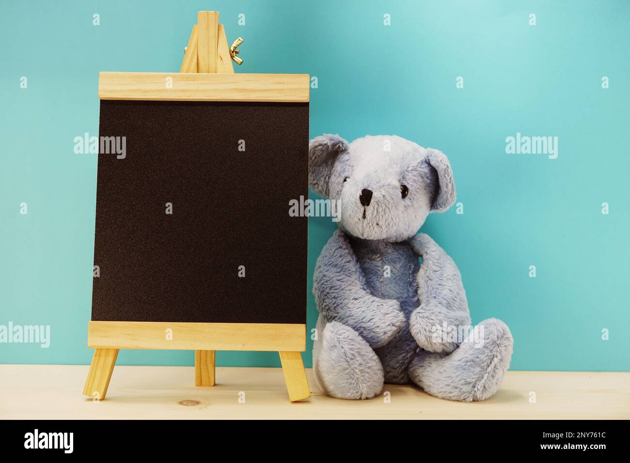cute teddy bears on wooden background with copy space Stock Photo - Alamy