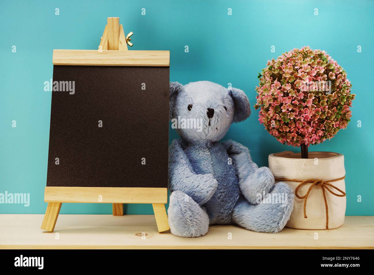 cute teddy bears on wooden background with copy space Stock Photo - Alamy