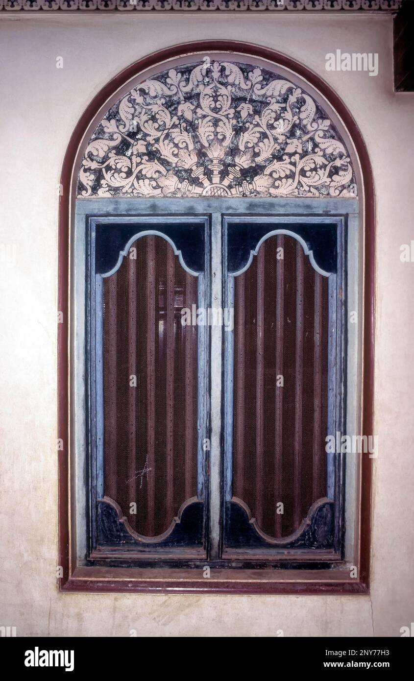 Painting on window in Nattukotai Chettiar, Nagarathar House In