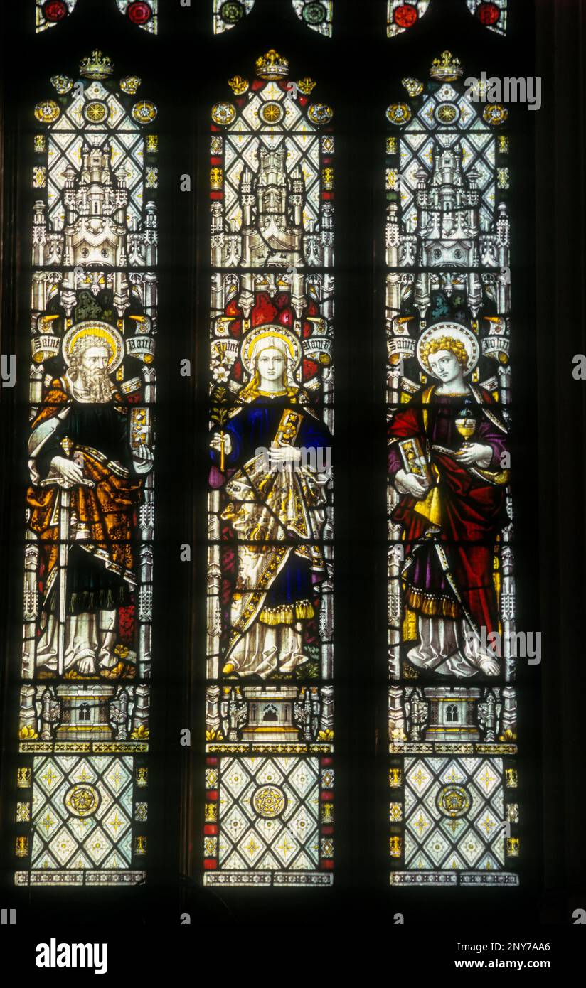 Gothic stained glass windows in St. Paul's cathedral at Kolkatta