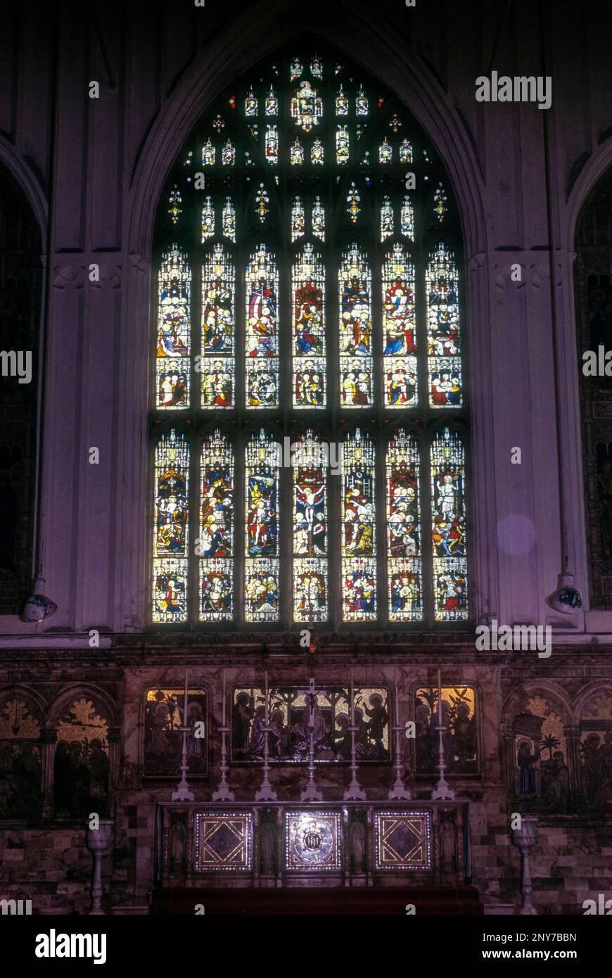 Gothic stained glass windows in St. Paul's cathedral at Kolkatta