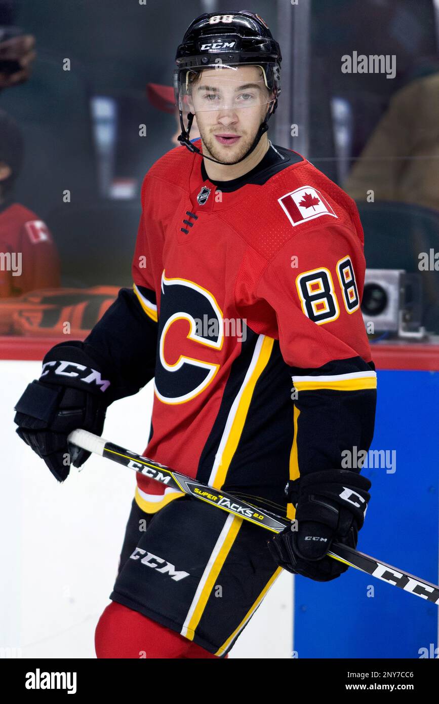 NHL profile photo on Calgary Flames player Andrew Mangiapane at a game