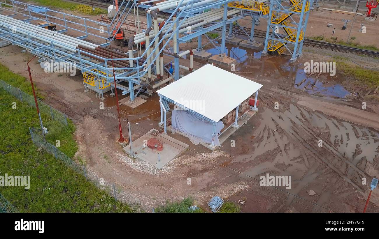 Process Building Train Railroad and the construction site. Clip. Rail tracks maintenance ...
