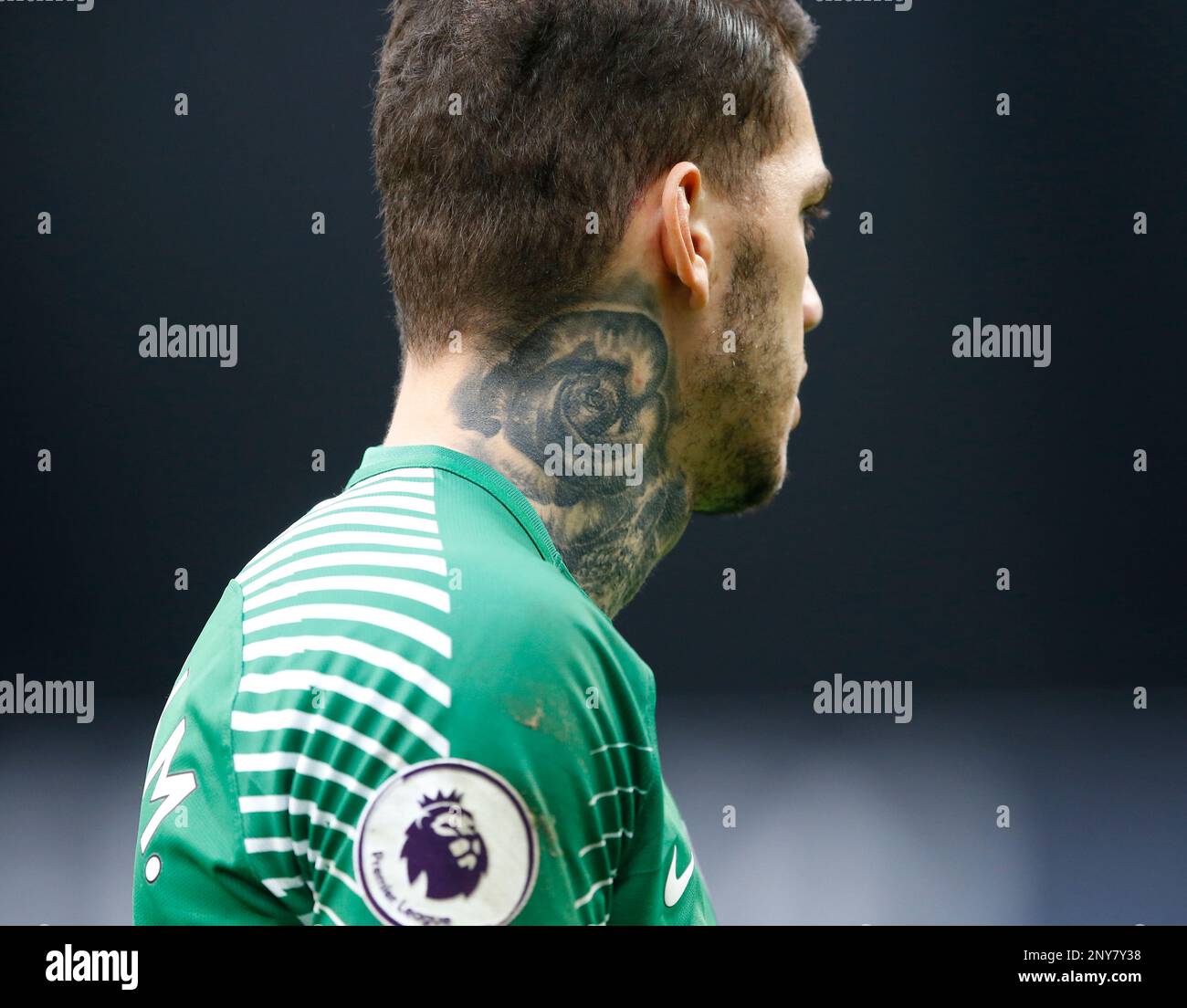 september 23 2017 manchester united kingdom ederson of manchester city and his neck tattoo during the premier league match at the etihad stadium manchester picture date 22nd september 2017 picture credit should read simon bellissportimage cal sport media via ap images 2NY7Y38